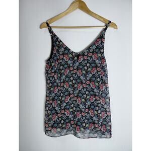cabi 5224 Floral Sleeveless Top Black V-Neck Lightweight Women Size S